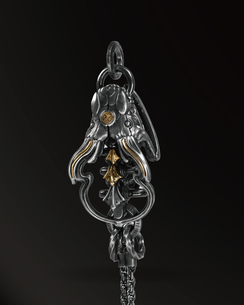 Immortal Skeleton Amulet in 925 Silver+18K Gold